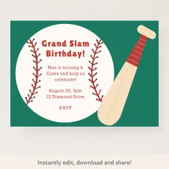 Baseball Download & Print Invitation>Meri Meri Online
