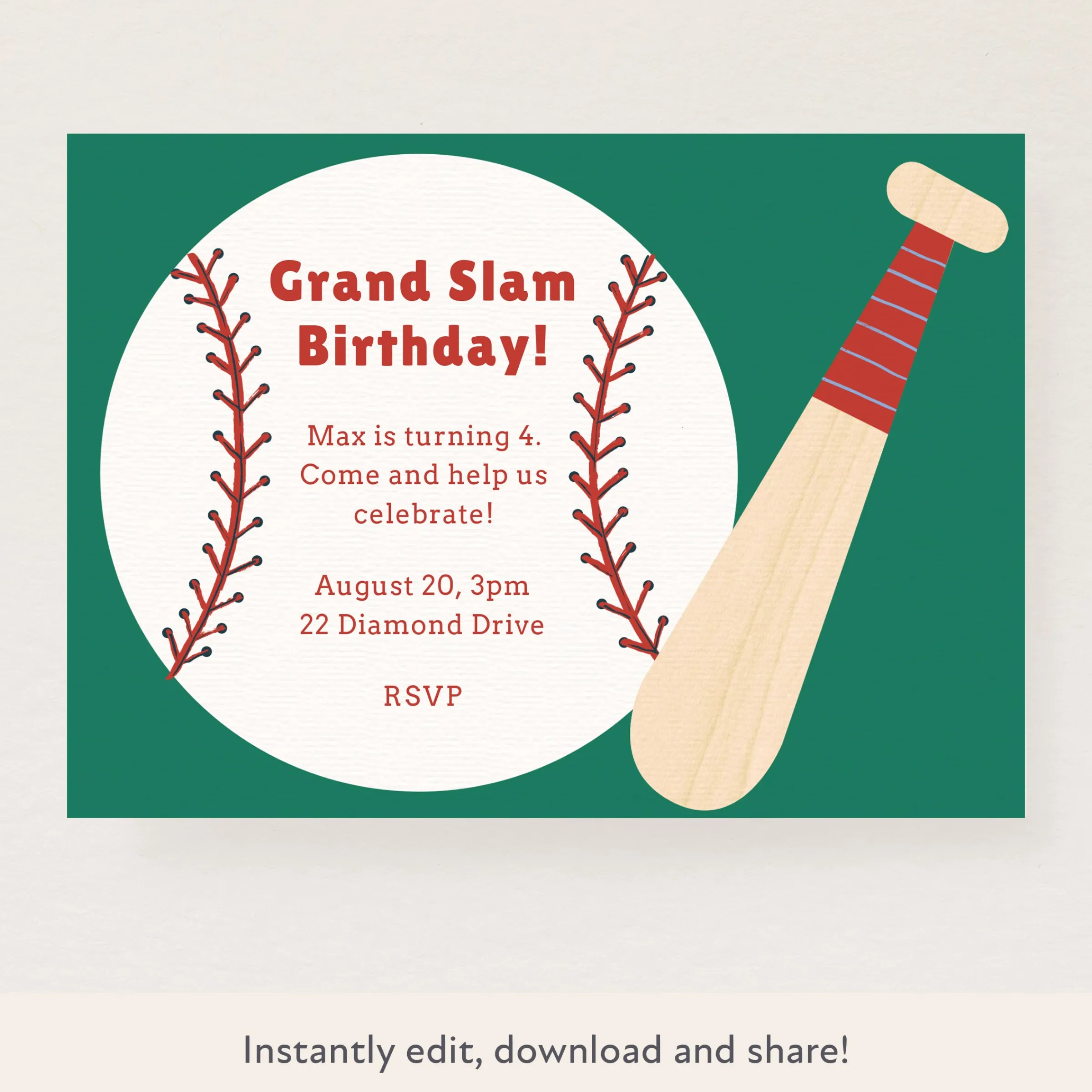 Baseball Download & Print Invitation>Meri Meri Online