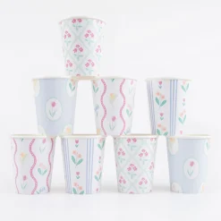 Bloomsbury Floral Pattern Cups (x 8)>Meri Meri Fashion