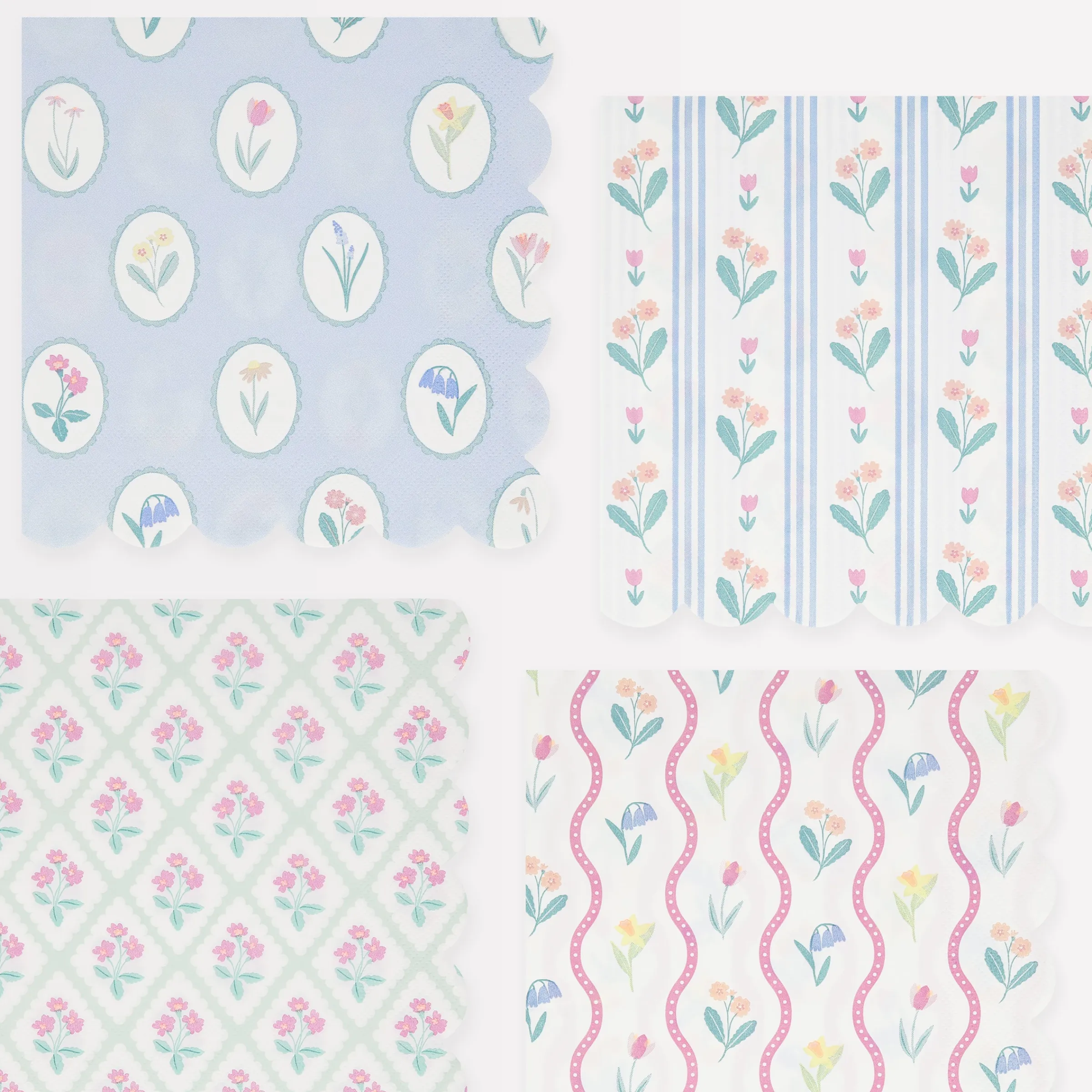 Bloomsbury Floral Pattern Large Napkins (x 16)>Meri Meri Online