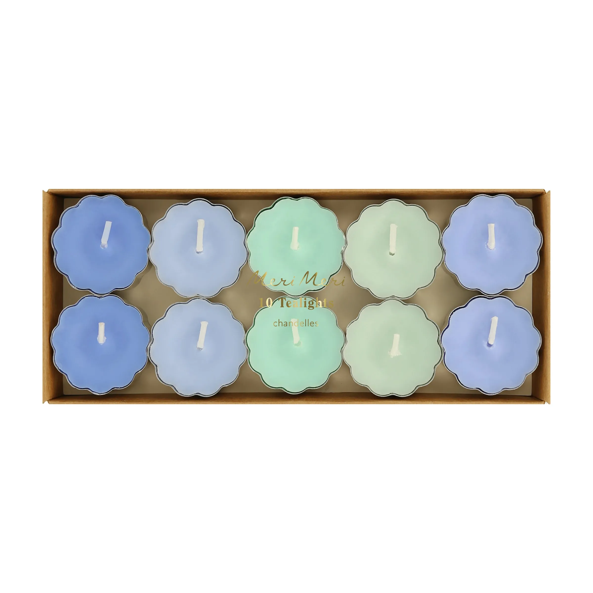Blue & Green Tealight Candles (x 10)>Meri Meri Sale
