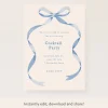 Blue Bow Ribbon Download & Print Invitation>Meri Meri Online