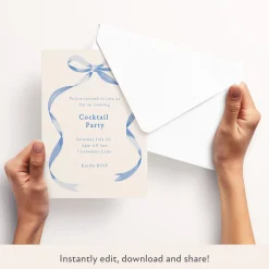 Blue Bow Ribbon Download & Print Invitation><noscript><img width=