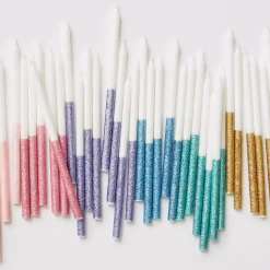 Blue Glitter Dipped Candles (x 16)>Meri Meri Best