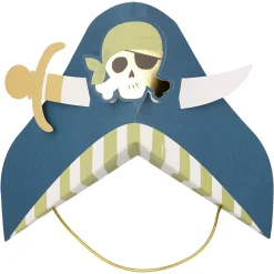 Blue Pirate Party Hats (x 8)><noscript><img width=