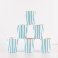 Blue Stripe Cups (x 8)>Meri Meri Hot