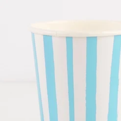 Blue Stripe Cups (x 8)>Meri Meri Hot