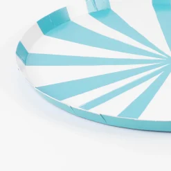 Blue Stripe Dinner Plates (x 8)>Meri Meri Online