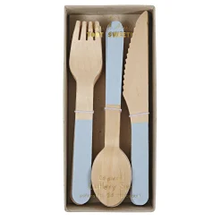 Blue Wooden Cutlery Set (x 24)>Meri Meri Discount