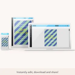 Blue/Mint Fun Stripe Download & Print Invitation>Meri Meri Best