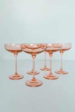 Blush Pink Champagne Coupe Stemware (x 6)><noscript><img width=