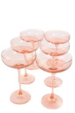 Blush Pink Champagne Coupe Stemware (x 6)><noscript><img width=