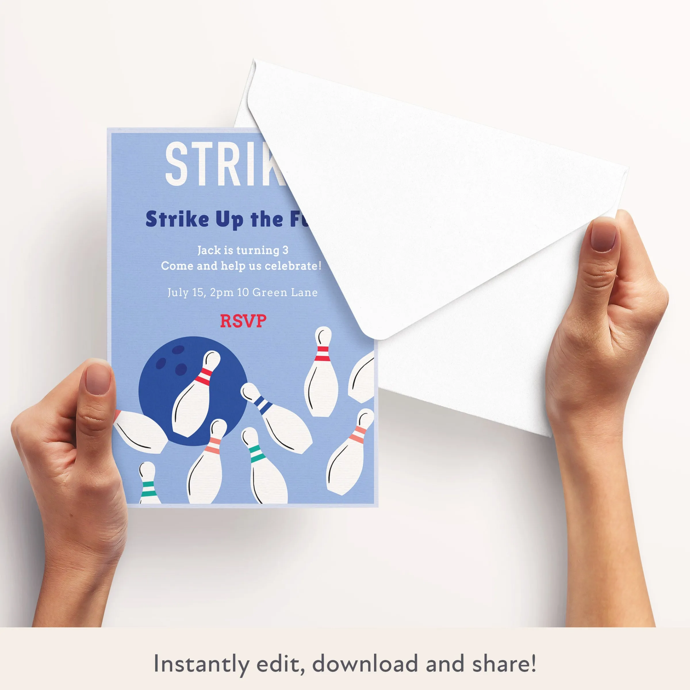 Bowling Download & Print Invitation>Meri Meri New