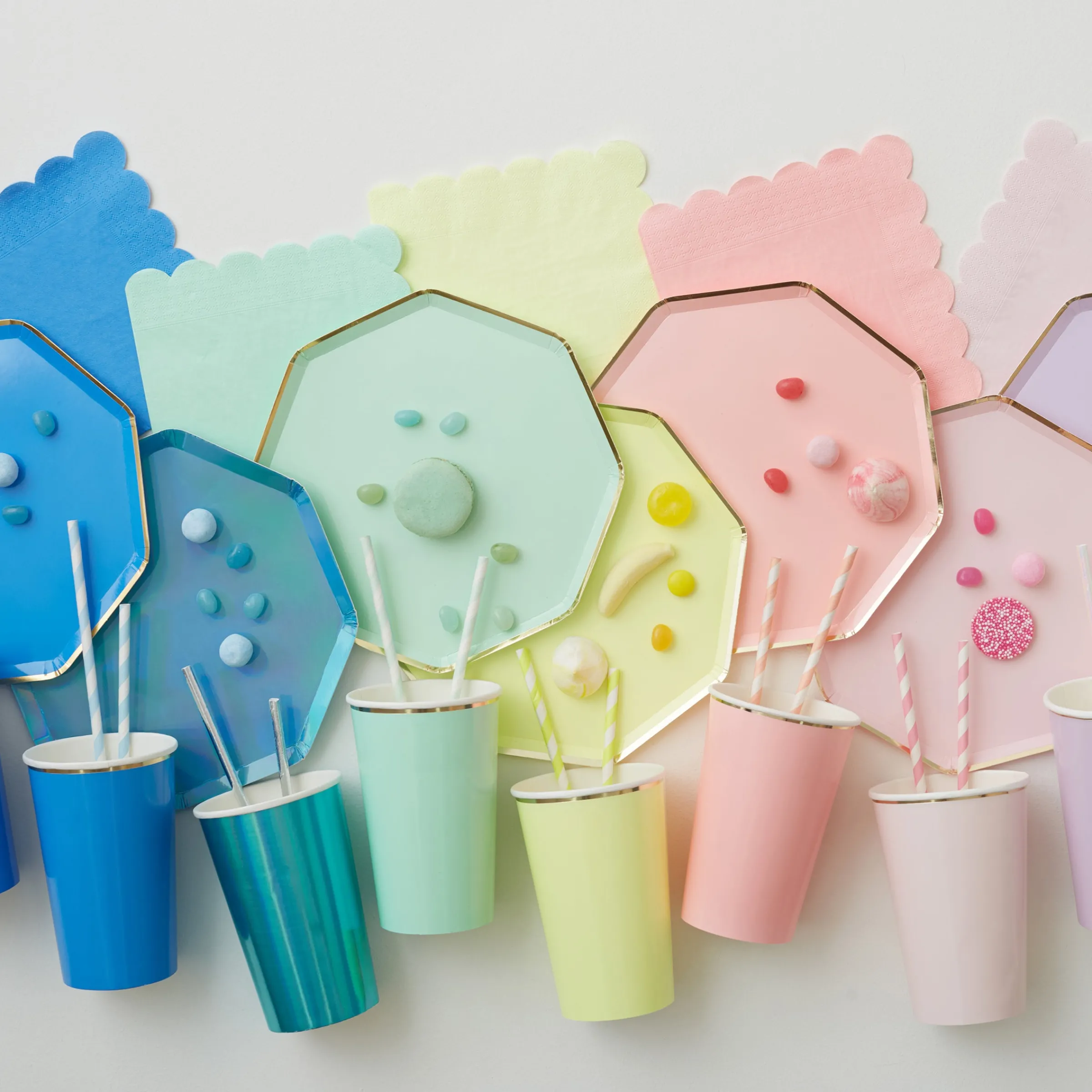 Bright Blue Highball Cups (x 8)>Meri Meri Hot