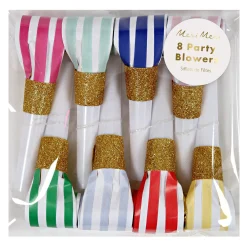 Bright Stripe Party Blowers (x 8)>Meri Meri Online
