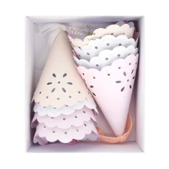 Broderie Anglaise Lace Party Hats (x 8)><noscript><img width=