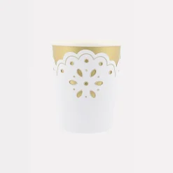 Broderie Anglaise Lace White Cups (x 8)>Meri Meri Hot