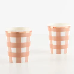 Burnt Orange Gingham Cups (x 8)>Meri Meri Best