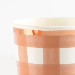 Burnt Orange Gingham Cups (x 8)><noscript><img width=