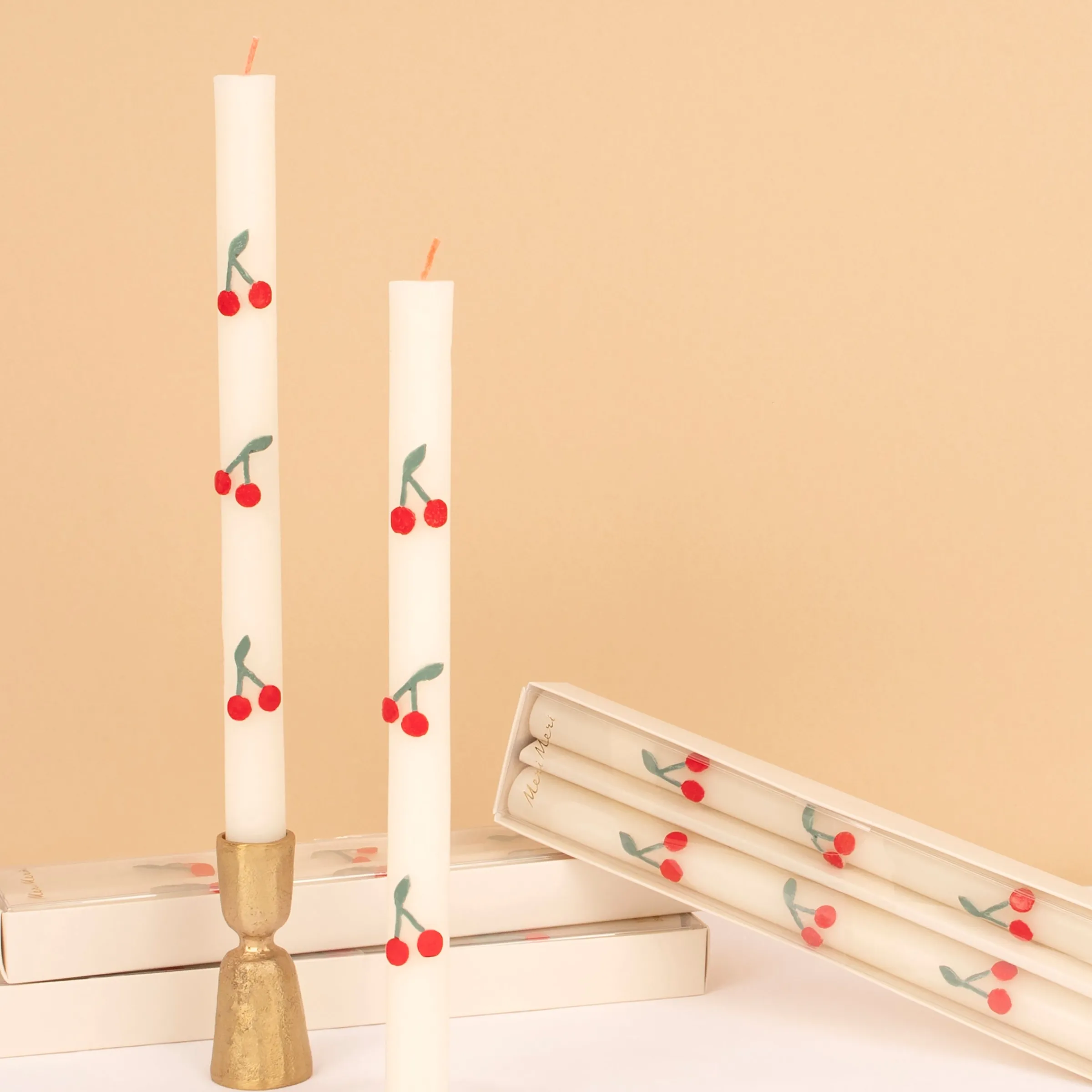 Cherry Table Candles (x 2)>Meri Meri Hot