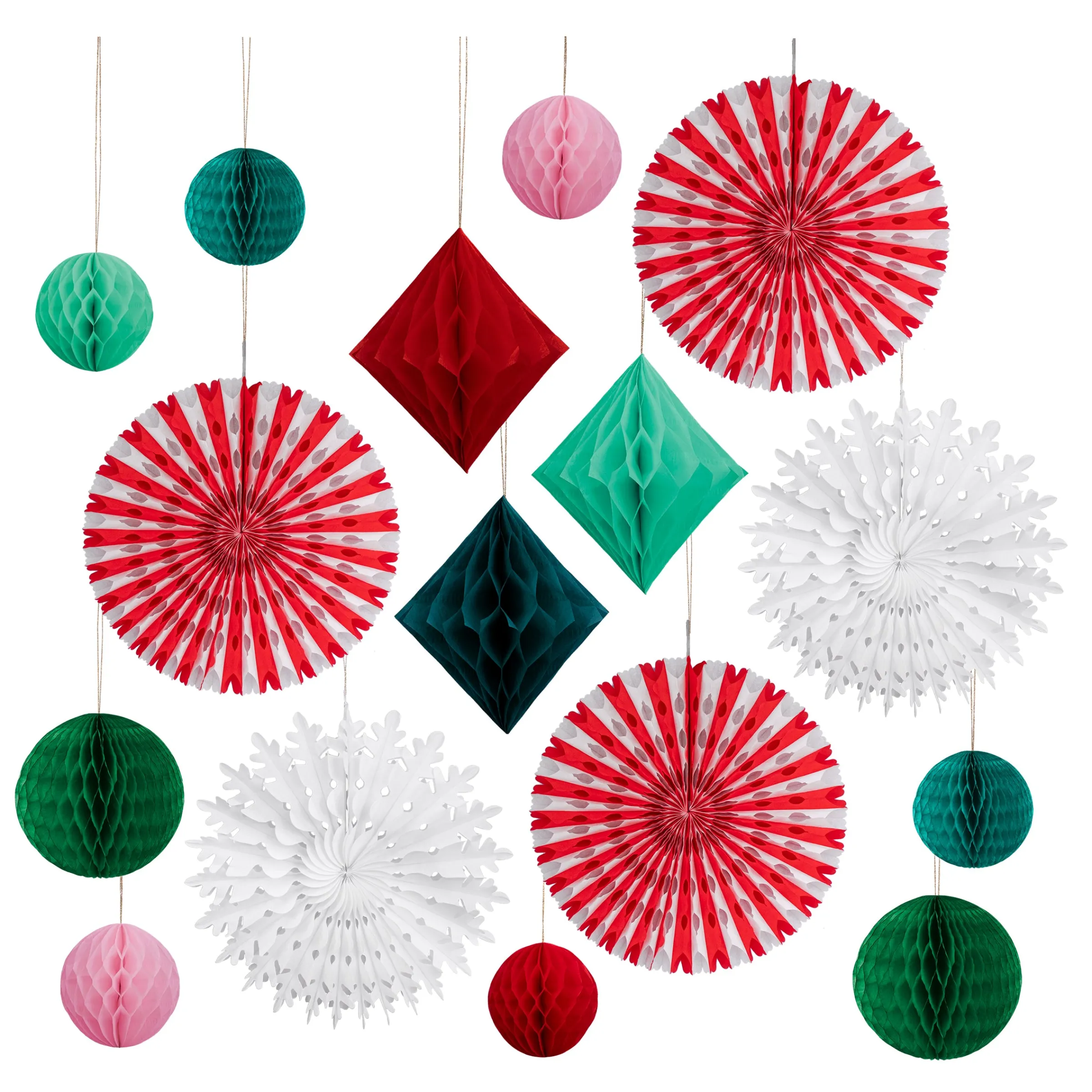 Christmas Honeycomb Decoration Kit (x 16)>Meri Meri Outlet