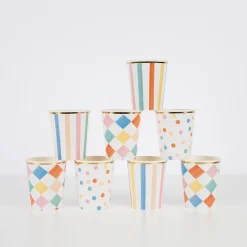 Colorful Pattern Cups (x 8)>Meri Meri Fashion