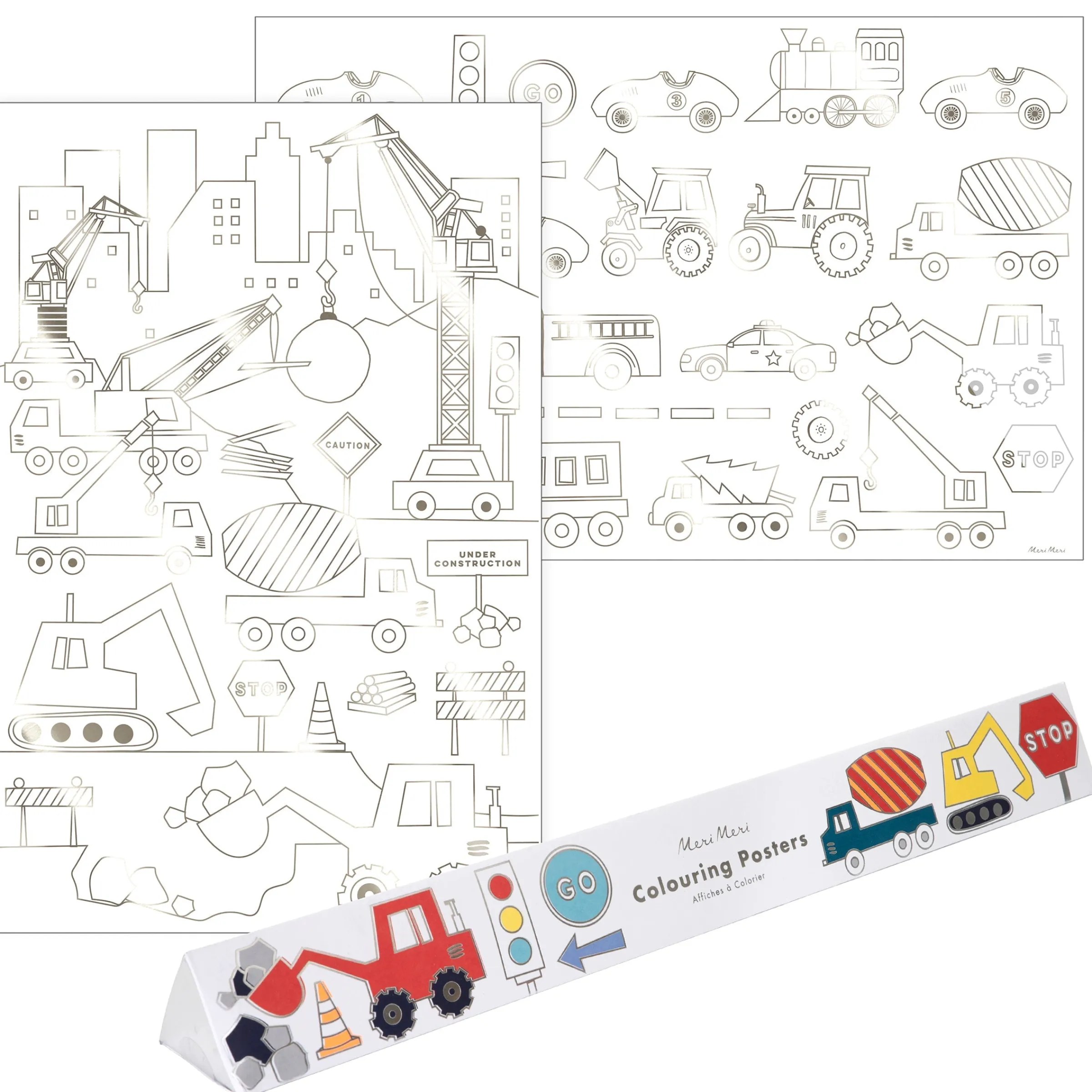 Construction Coloring Posters (x 2)>Meri Meri Clearance