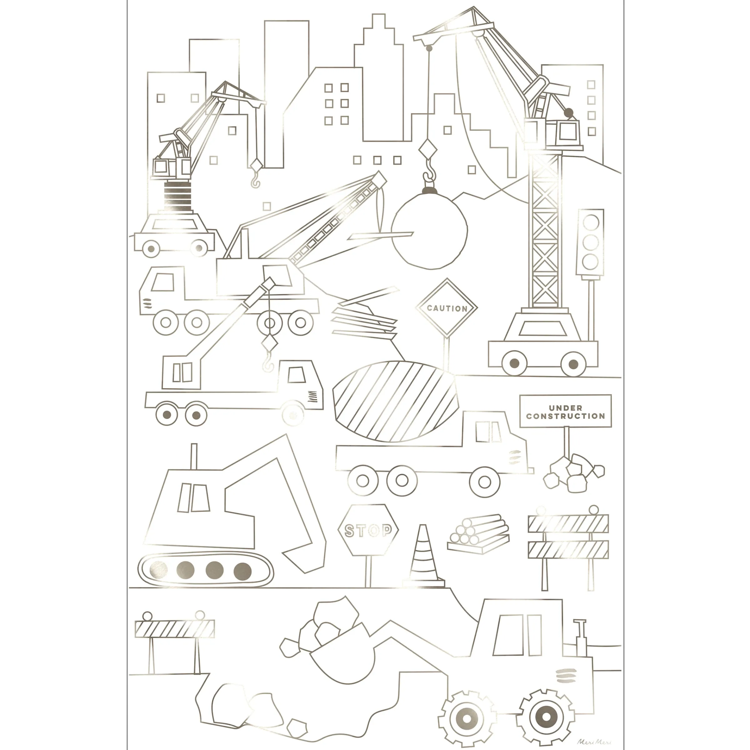 Construction Coloring Posters (x 2)>Meri Meri Clearance