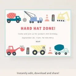 Construction Download & Print Invitation>Meri Meri New