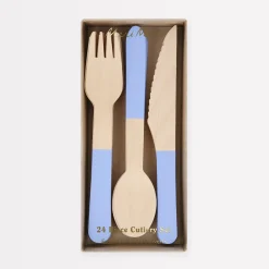 Cornflower Blue Wooden Cutlery Set (x 24)>Meri Meri Fashion