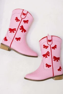 Cowgirl Red + Pink Bow Boots><noscript><img width=