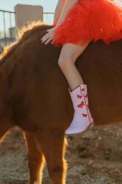 Cowgirl Red + Pink Bow Boots><noscript><img width=