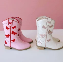 Cowgirl Red + Pink Bow Boots><noscript><img width=