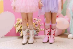 Cowgirl Red + Pink Bow Boots><noscript><img width=
