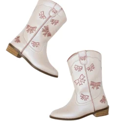 Cowgirl White + Pink Bow Boots>Meri Meri New