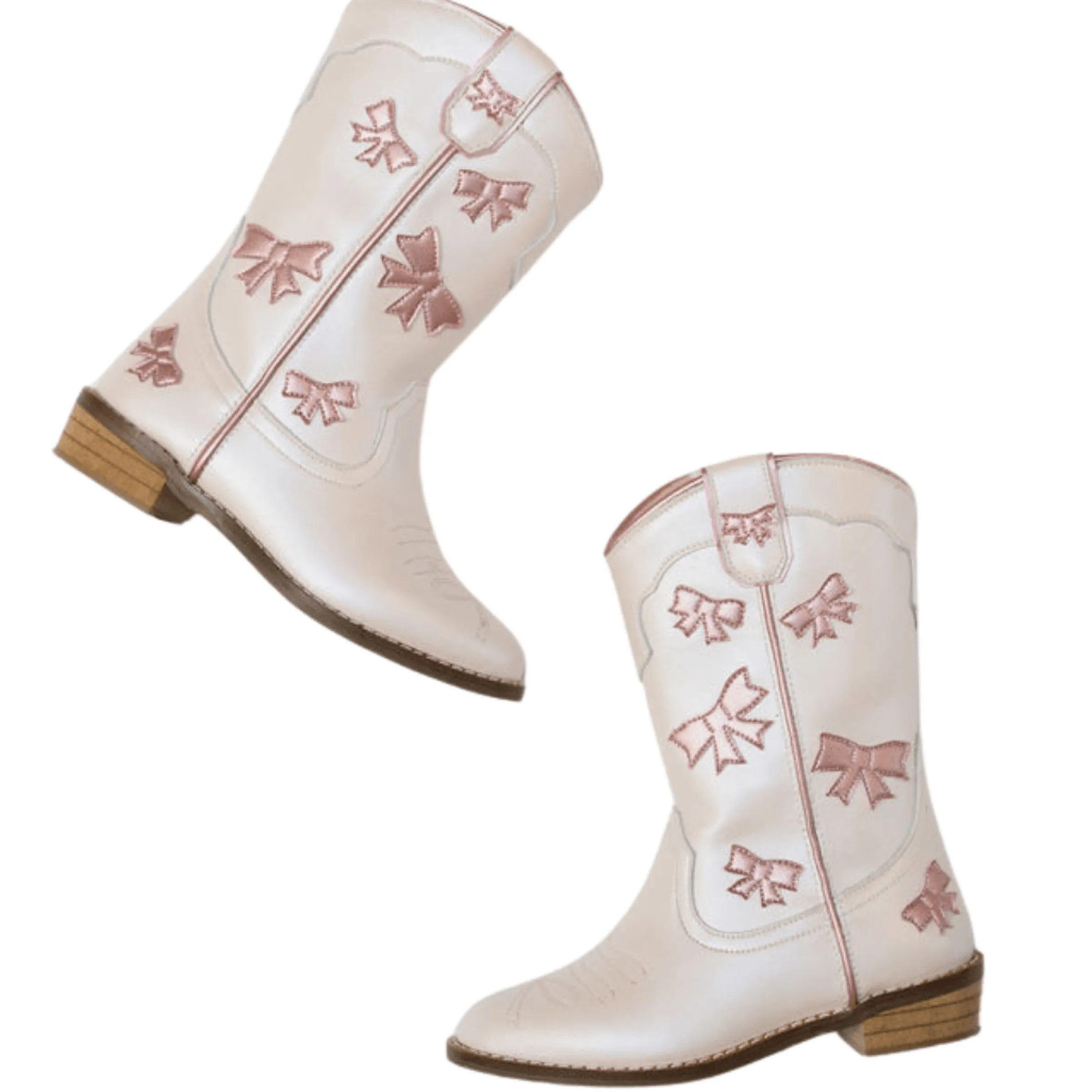 Cowgirl White + Pink Bow Boots>Meri Meri New