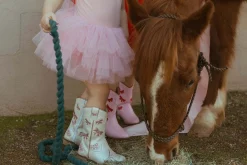 Cowgirl White + Pink Bow Boots>Meri Meri New