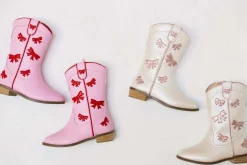 Cowgirl White + Pink Bow Boots><noscript><img width=