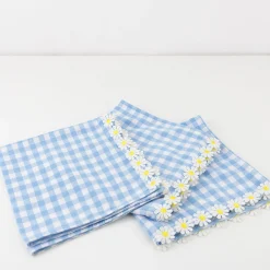 Daisy Edge Gingham Fabric Napkins (x 4)>Meri Meri Discount