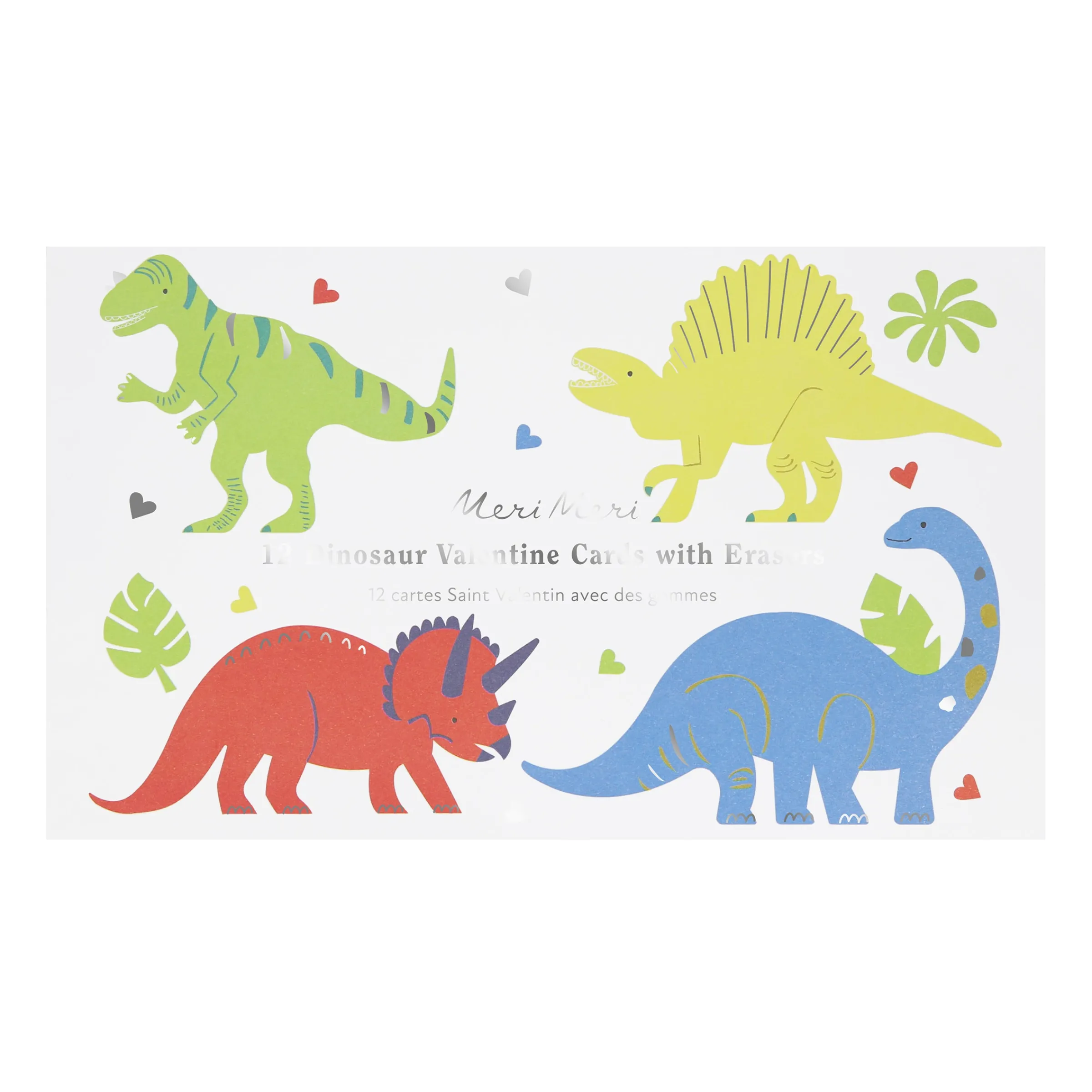 Dinosaurs Kids Valentine's Cards & Erasers Set (x 12)>Meri Meri Discount