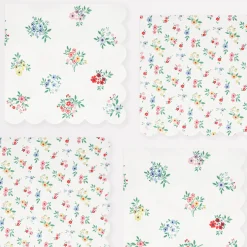Ditsy Posy Scalloped Large Napkins (x 16)>Meri Meri Best