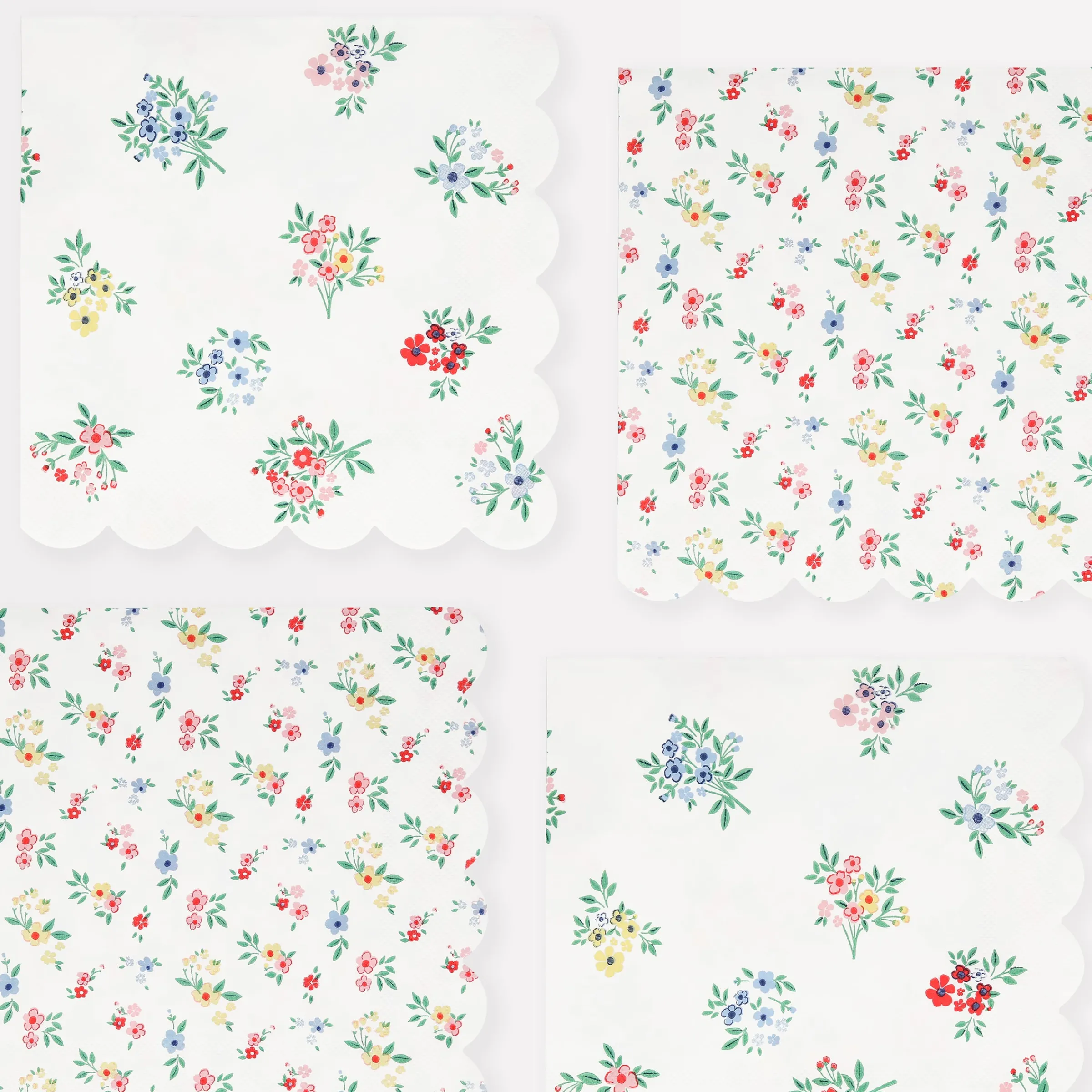 Ditsy Posy Scalloped Large Napkins (x 16)>Meri Meri Best