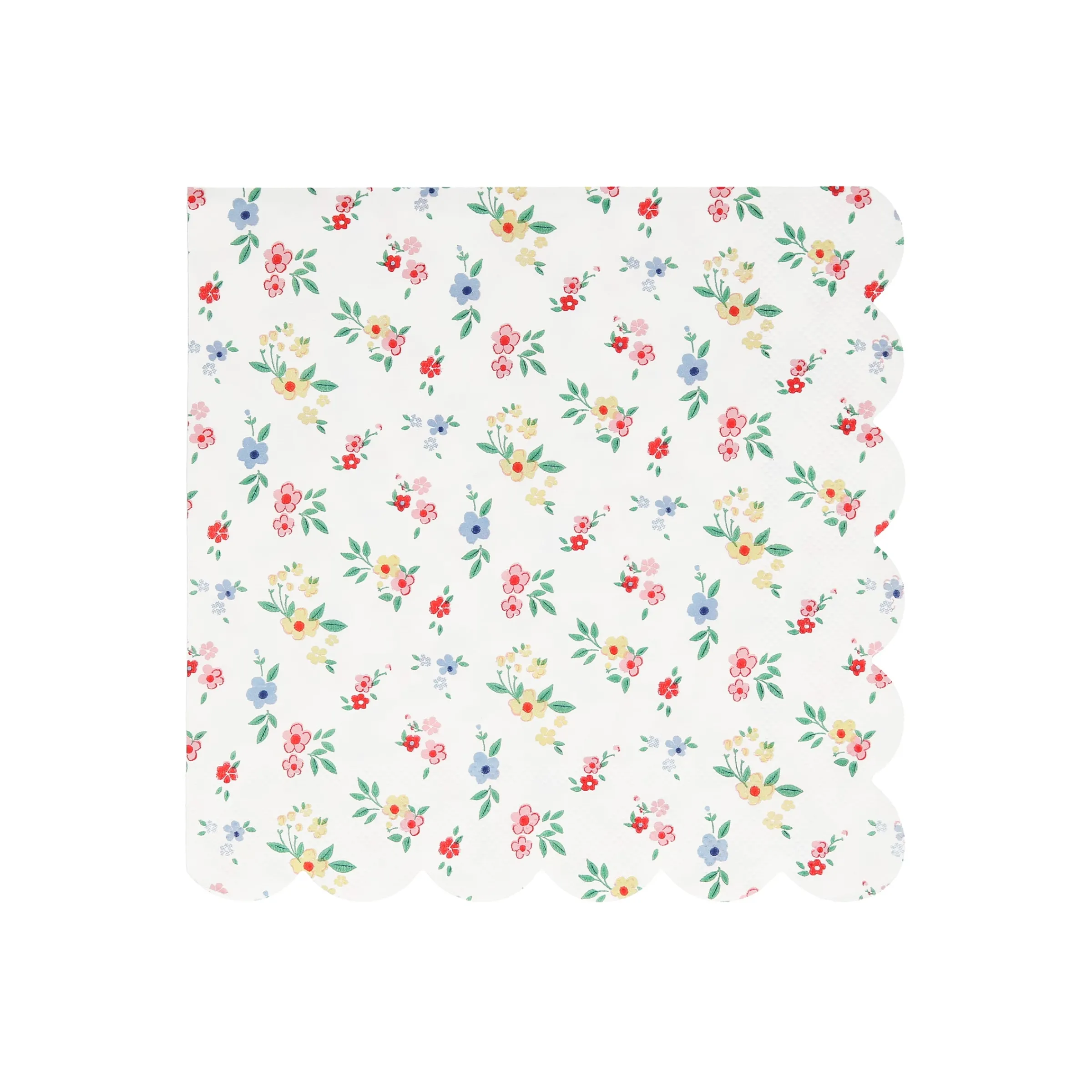 Ditsy Posy Scalloped Large Napkins (x 16)>Meri Meri Best