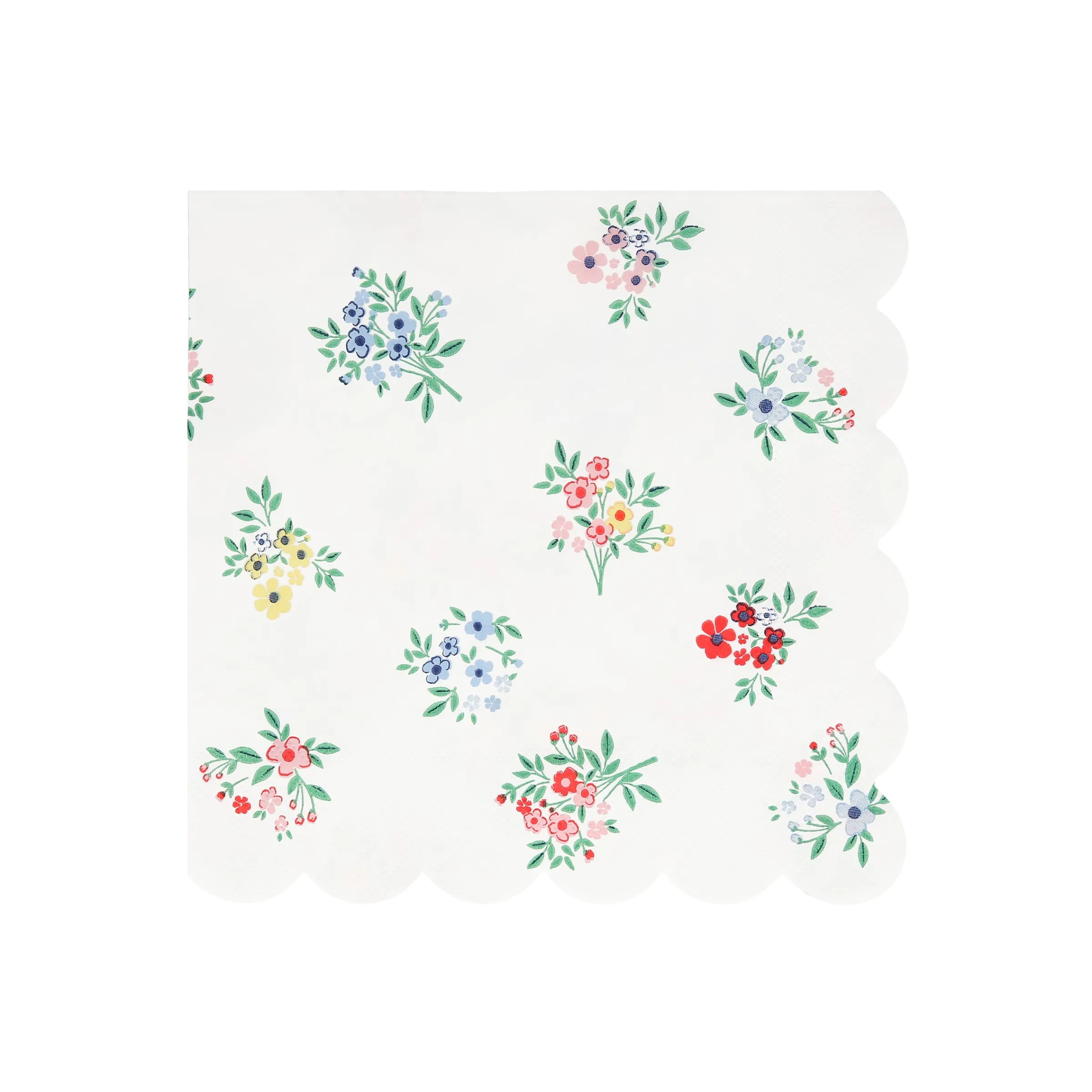 Ditsy Posy Scalloped Large Napkins (x 16)>Meri Meri Best