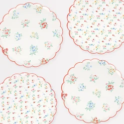 Ditsy Posy Scalloped Side Plates (x 8)>Meri Meri Sale