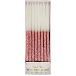 Dusky Pink Glitter Dipped Candles (x 16)>Meri Meri Outlet