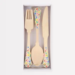 Elegant Floral Wooden Cutlery Set (x 24)>Meri Meri Discount