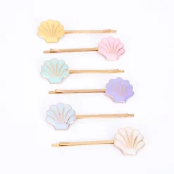 Enamel Shell Hair Slides (x 6)>Meri Meri New