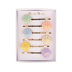 Enamel Shell Hair Slides (x 6)><noscript><img width=