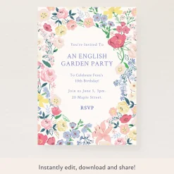 English Garden Download & Print Invitation>Meri Meri New